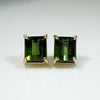 Radiant .85tcw Green Tourmaline & 14k Gold Studs