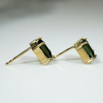 Radiant .85tcw Green Tourmaline & 14k Gold Studs