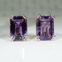 Chunky Gold Mid Mod Amethyst Earrings