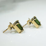 Vintage 1tcw Evergreen Tourmaline & Gold Studs