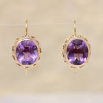 Romantic 1950s Amethyst & Gold Earrings
