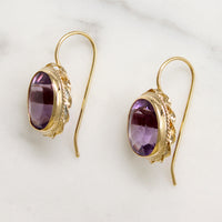 Romantic 1950s Amethyst & Gold Earrings