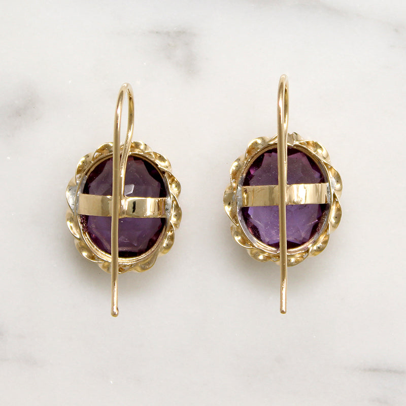 Romantic 1950s Amethyst & Gold Earrings
