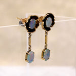 Gold Flowers & Vibrant Opals 1960s Earrings