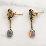 Gold Flowers & Vibrant Opals 1960s Earrings