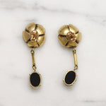 Gold Flowers & Vibrant Opals 1960s Earrings