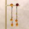 Dripping Amber-Colored Czech Glass Flapper Earrings
