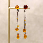 Dripping Amber-Colored Czech Glass Flapper Earrings