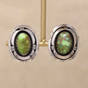 Gorgeous Green Turquoise in Graphic Silver Earrings