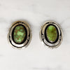 Gorgeous Green Turquoise in Graphic Silver Earrings