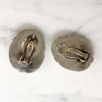 Gorgeous Green Turquoise in Graphic Silver Earrings