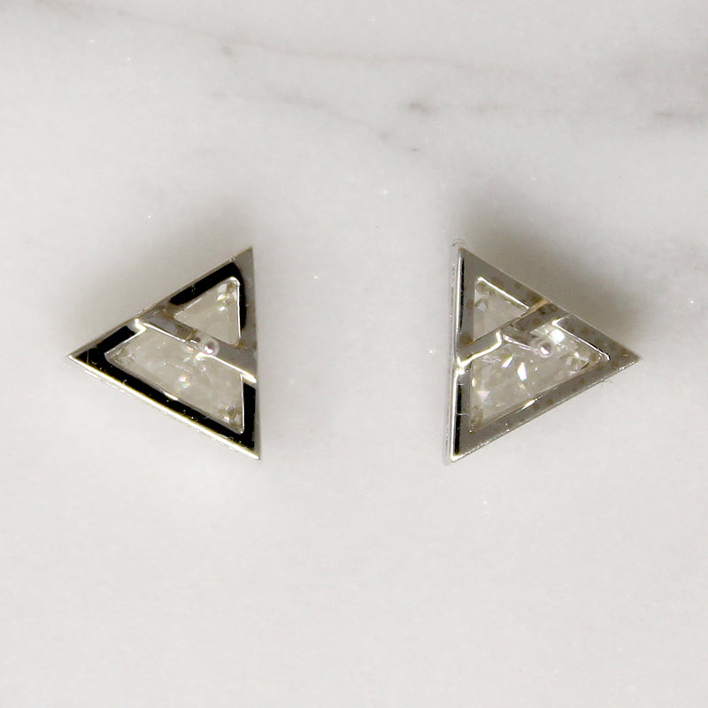 Scintillating Triangle-Shaped Diamond Stud Earrings