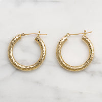 Faceted 14k Gold Vintage Hoop Earrings