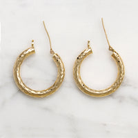 Faceted 14k Gold Vintage Hoop Earrings