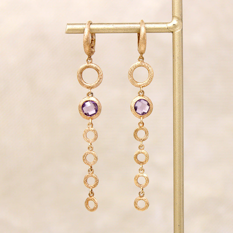 Chic Italian 14k Gold & Amethyst Earrings