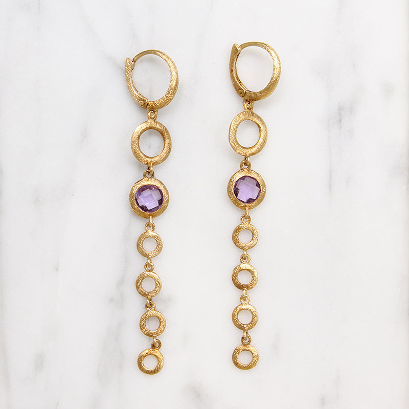 Chic Italian 14k Gold & Amethyst Earrings