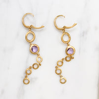 Chic Italian 14k Gold & Amethyst Earrings