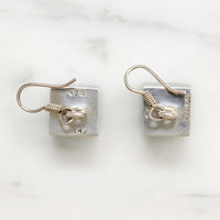 Mexican Malachite & Sterling Silver Cube Earrings