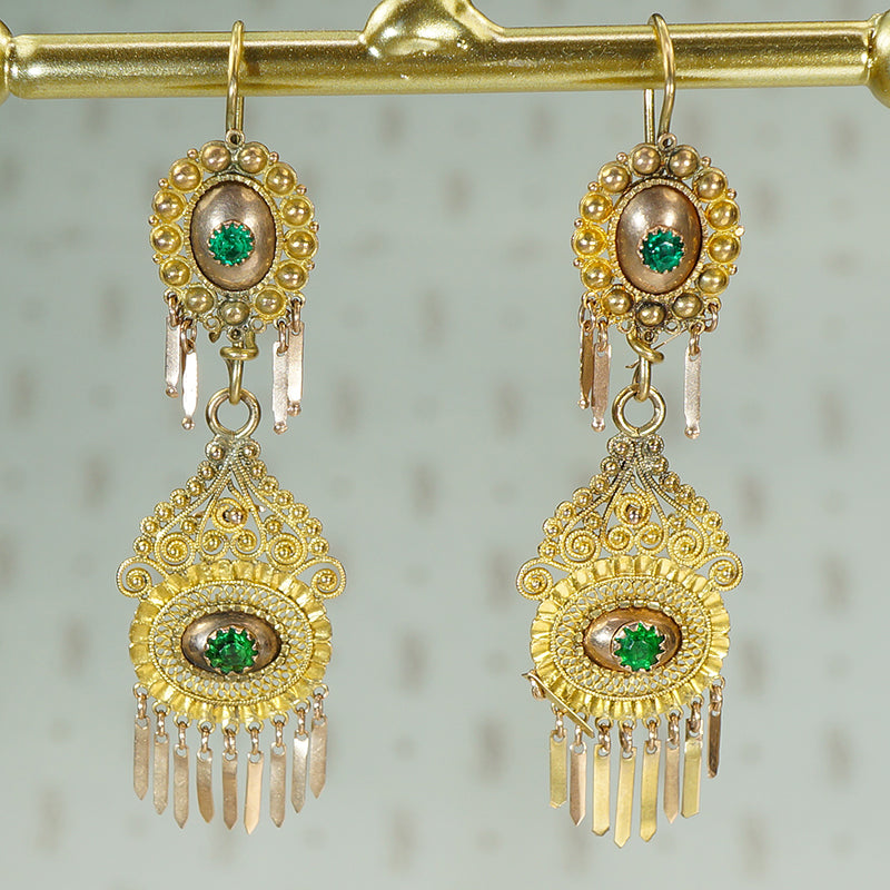 Beautiful Long Gold French Provincial Earrings