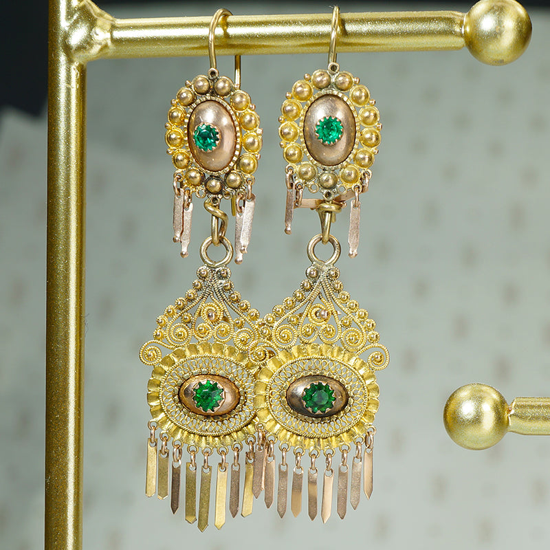 Beautiful Long Gold French Provincial Earrings