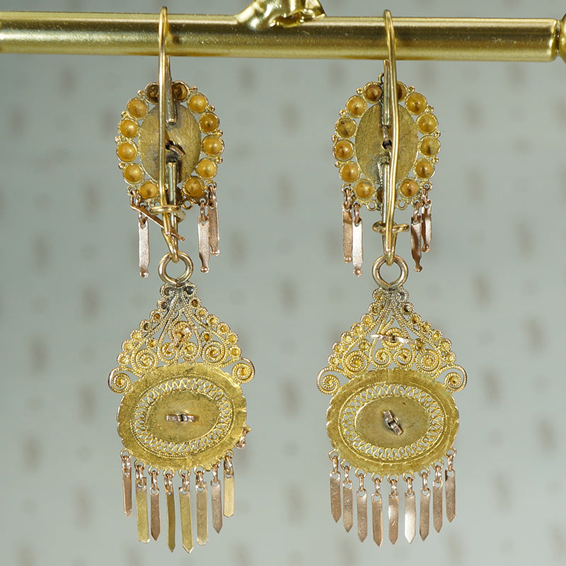 Beautiful Long Gold French Provincial Earrings