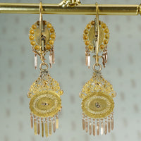 Beautiful Long Gold French Provincial Earrings
