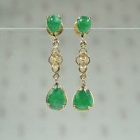 Vintage Jade and Diamond Drop Earrings