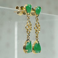 Vintage Jade and Diamond Drop Earrings
