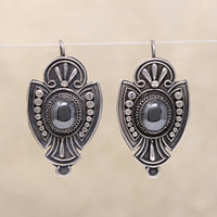 Striking Sterling Silver & Hematite Shield Earrings