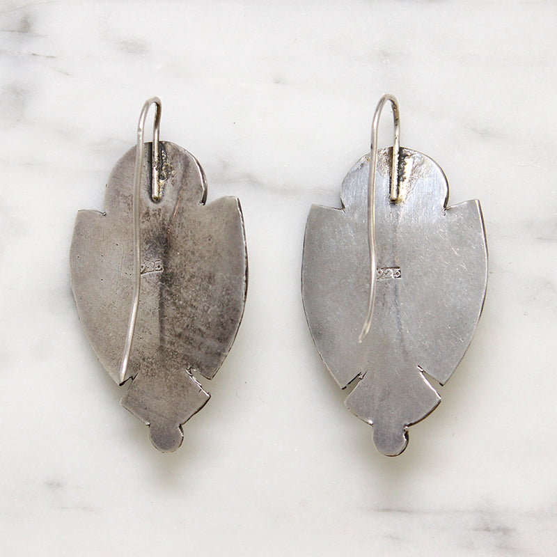 Striking Sterling Silver & Hematite Shield Earrings