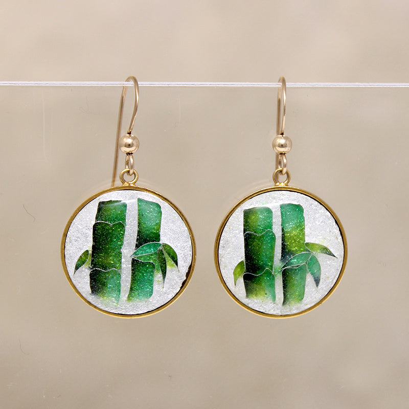 Flirty Bamboo Enamel & Gold Fill Drop Earrings