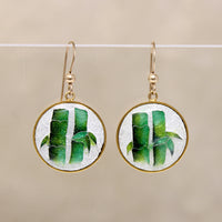 Flirty Bamboo Enamel & Gold Fill Drop Earrings