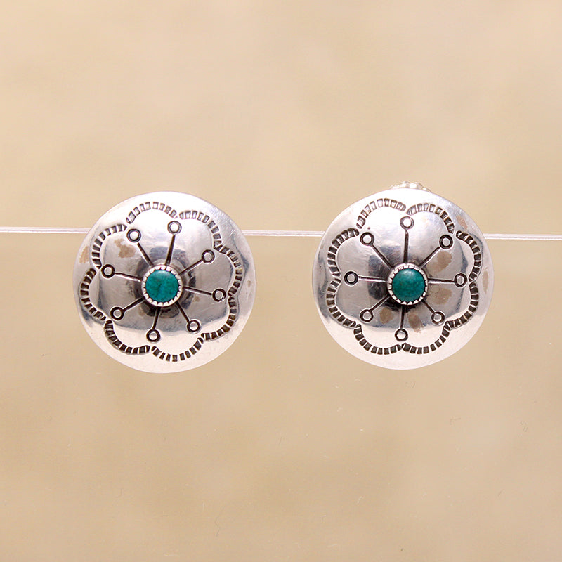 Sterling Silver & Turquoise Concho Style Studs