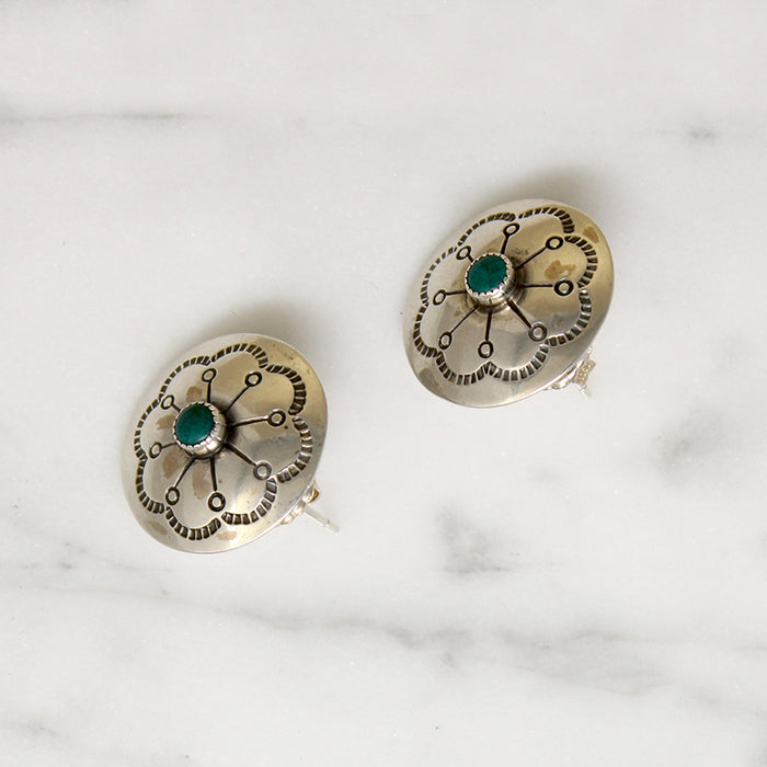 Sterling Silver & Turquoise Concho Style Studs