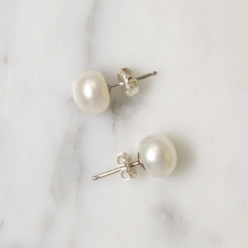 Vintage Freshwater Pearls In Sterling Studs