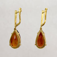 Incredible 1970s Citrine & 18k Gold Drop Earrings