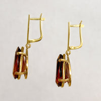 Incredible 1970s Citrine & 18k Gold Drop Earrings