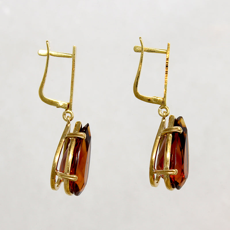 Incredible 1970s Citrine & 18k Gold Drop Earrings
