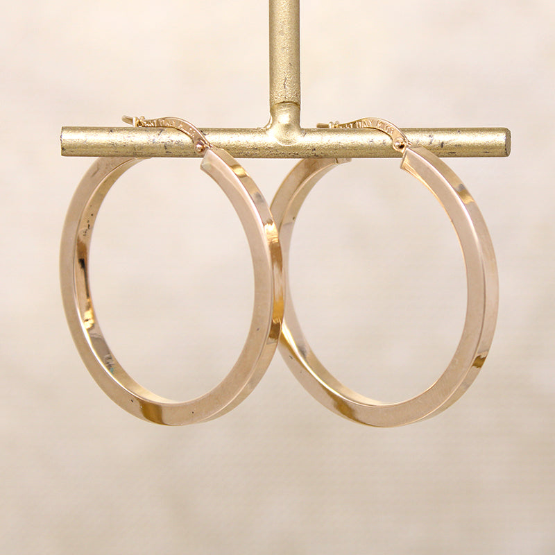 Italian 14k Gold Hoop Earrings Marked Milor