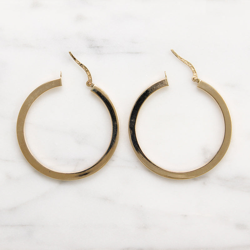 Italian 14k Gold Hoop Earrings Marked Milor