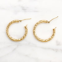 Glittering 10k Gold Vintage Hoop Earrings