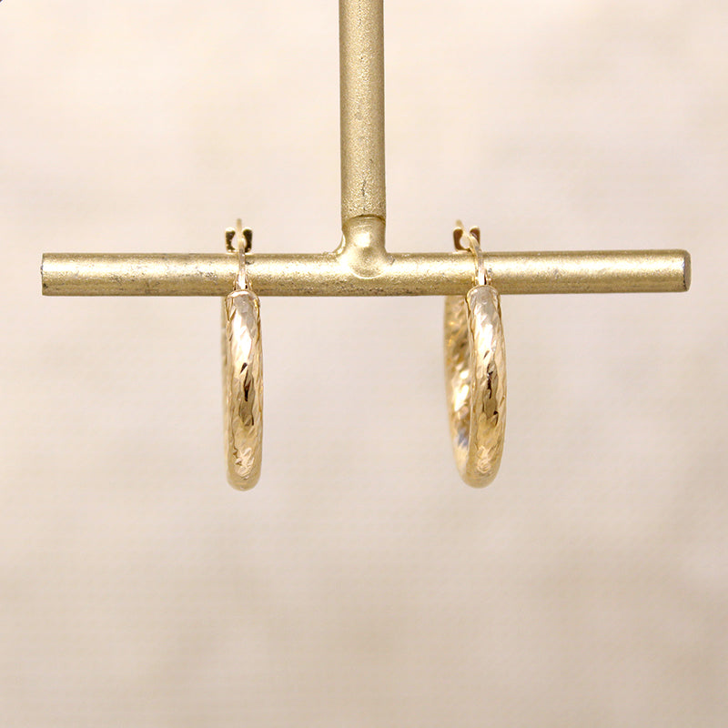 Faceted 10k Gold 20.4mm Hoop Earrings