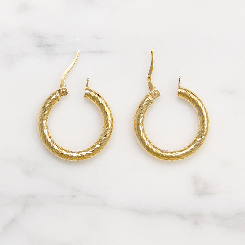 Faceted 10k Gold 20.4mm Hoop Earrings