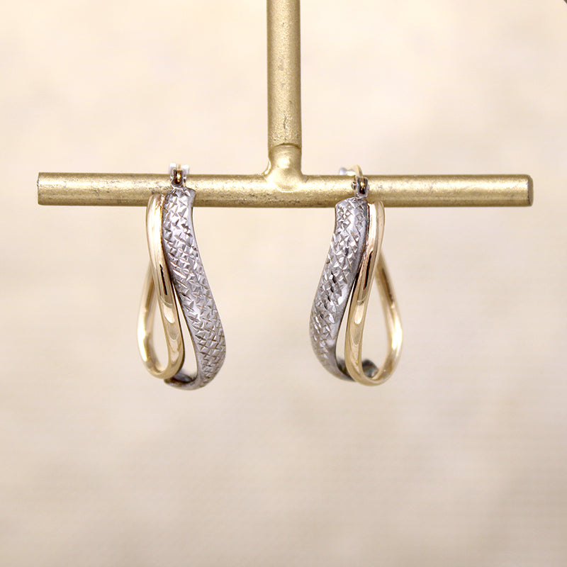 Sassy New Wave Sterling & Gold Hoop Earrings