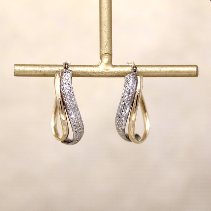 Sassy New Wave Sterling & Gold Hoop Earrings
