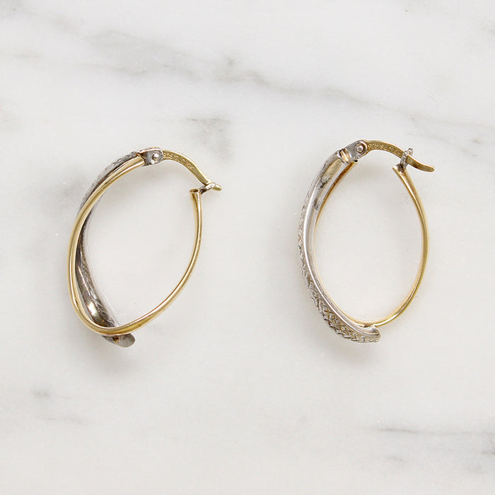 Sassy New Wave Sterling & Gold Hoop Earrings