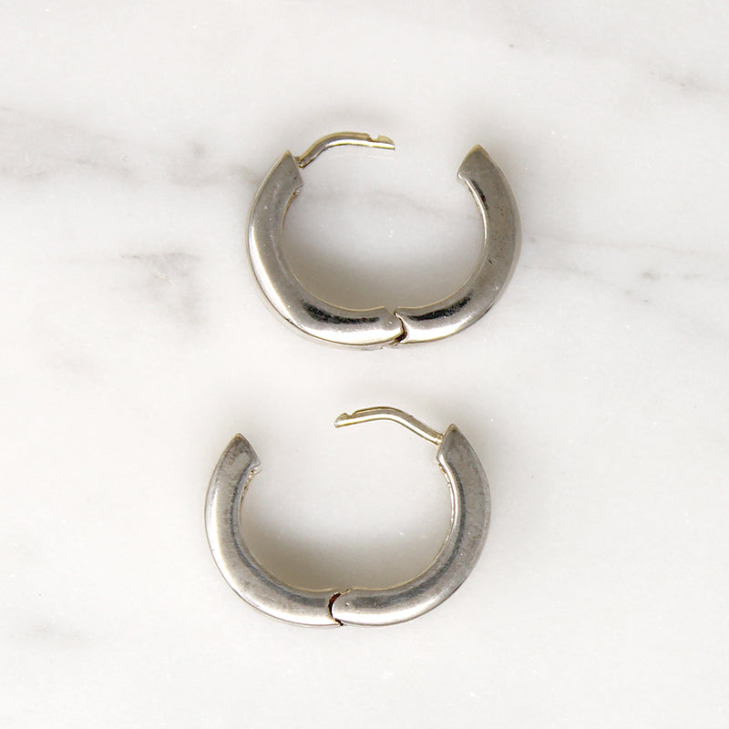 Vintage Sterling Silver Huggies Hoop Earrings