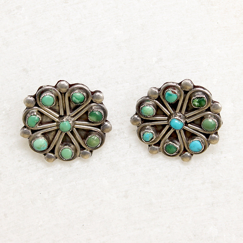 Flirty Sterling & Turquoise Clip-On Flower Earrings