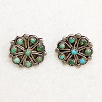 Flirty Sterling & Turquoise Clip-On Flower Earrings