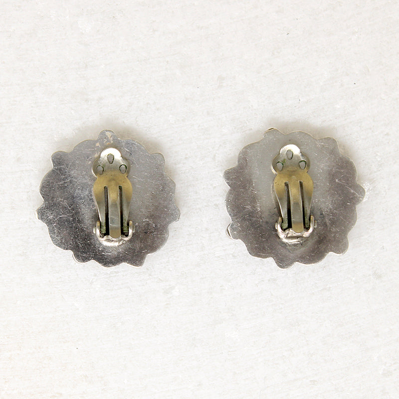 Flirty Sterling & Turquoise Clip-On Flower Earrings